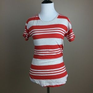 Madewell Orange Red Stripe Short Sleeve T-Shirt